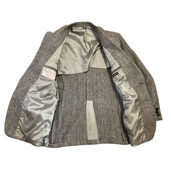 Vtg Harris Tweed Sport Coat Sz 42R Black Gray Handwoven 100% Scottish Wool - Picture 5 of 8